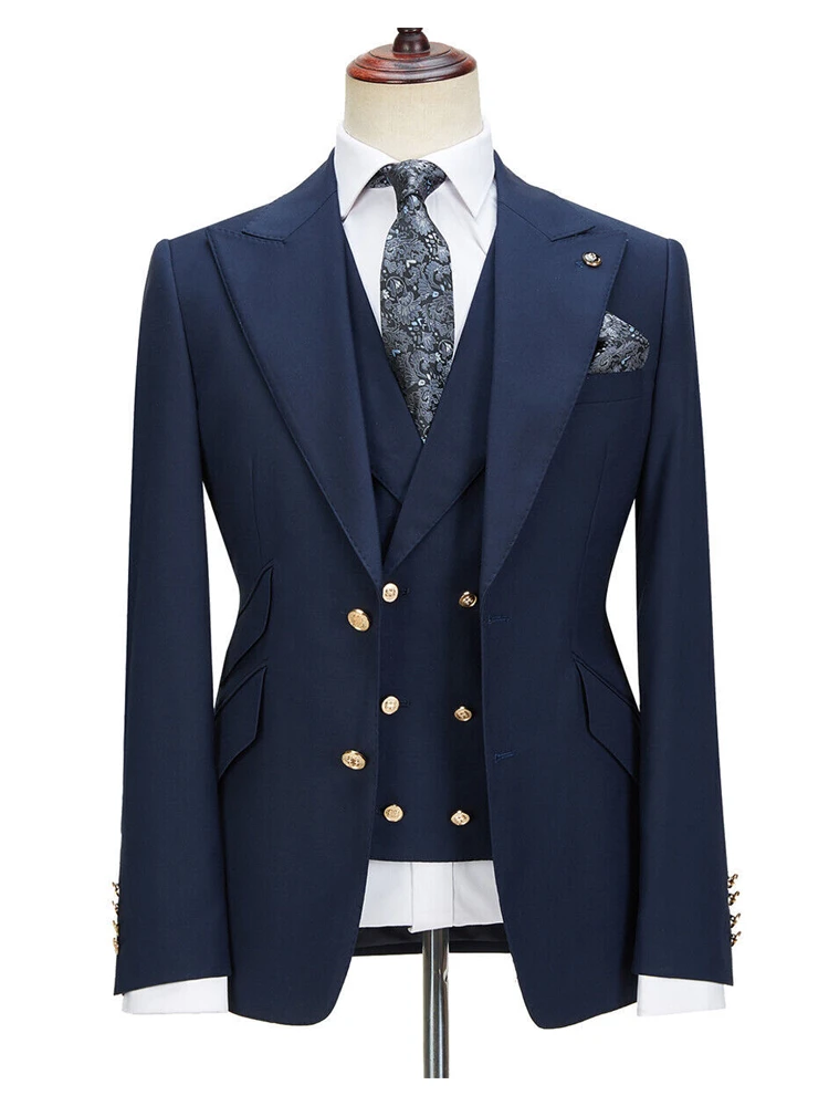 Fashion Royal Blue Slim Fit Peak Lapel 2 Pieces Solid Color Men's Suits main image 0